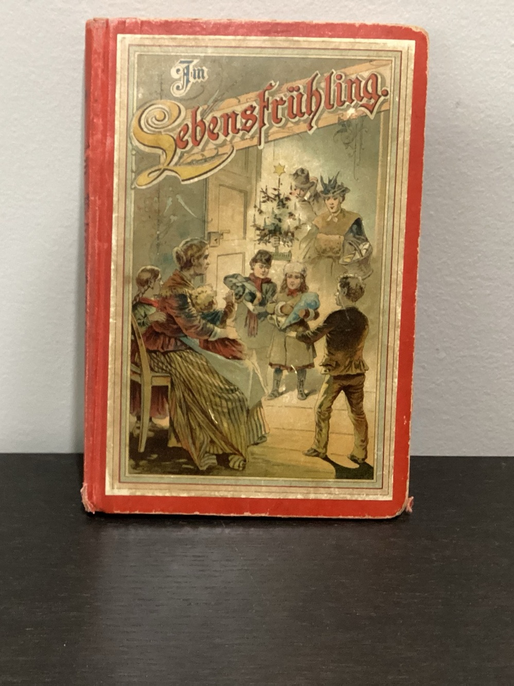 Antique German Red trimmed cloth linen/cloth hardcover book titled I’m